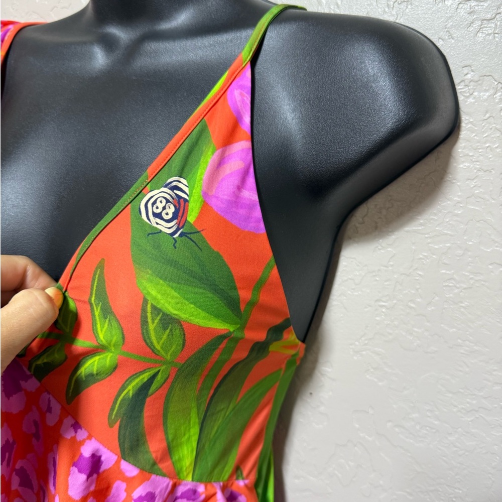 FARM Rio Orange One-Piece with Pink Floral Ruffle - Picture 3 of 10